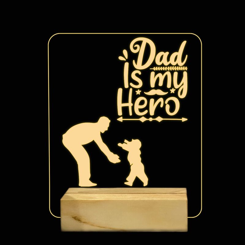 Dad Is My Hero Text Night Lamp