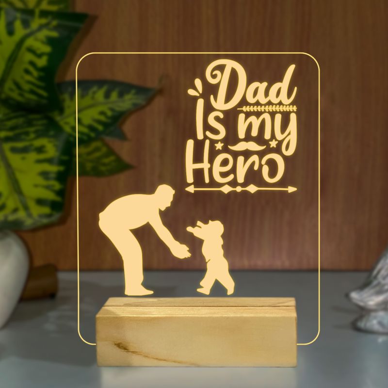 Dad Is My Hero Text Night Lamp