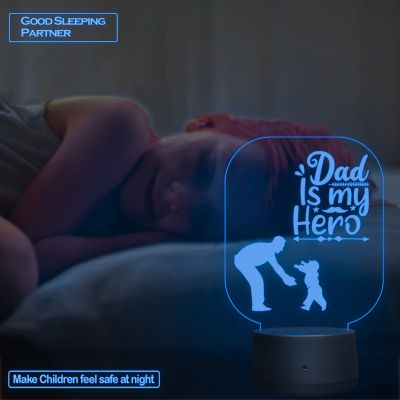 Dad Is My Hero Text Night Lamp