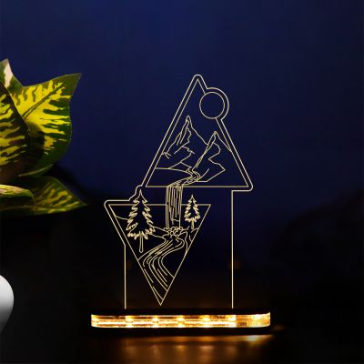 Mountain Waterfall Scenery Design Night Lamp