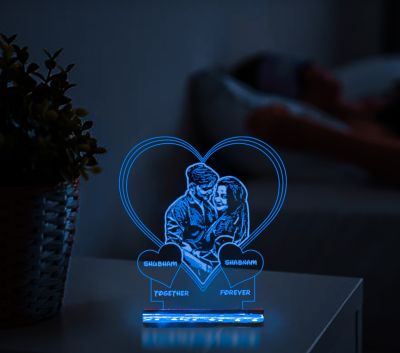 Heart Design Night Lamp With Customized Photo & Name