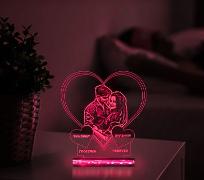 Heart Design Night Lamp With Customized Photo & Name