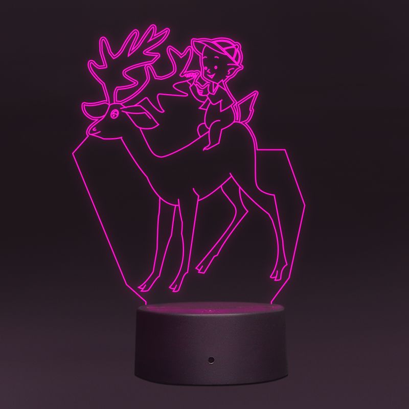 Santa And Reindeer Art Night Lamp