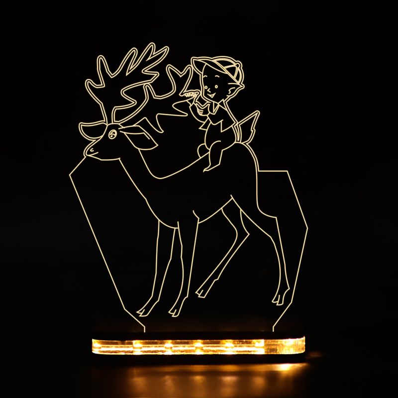 Santa And Reindeer Art Night Lamp