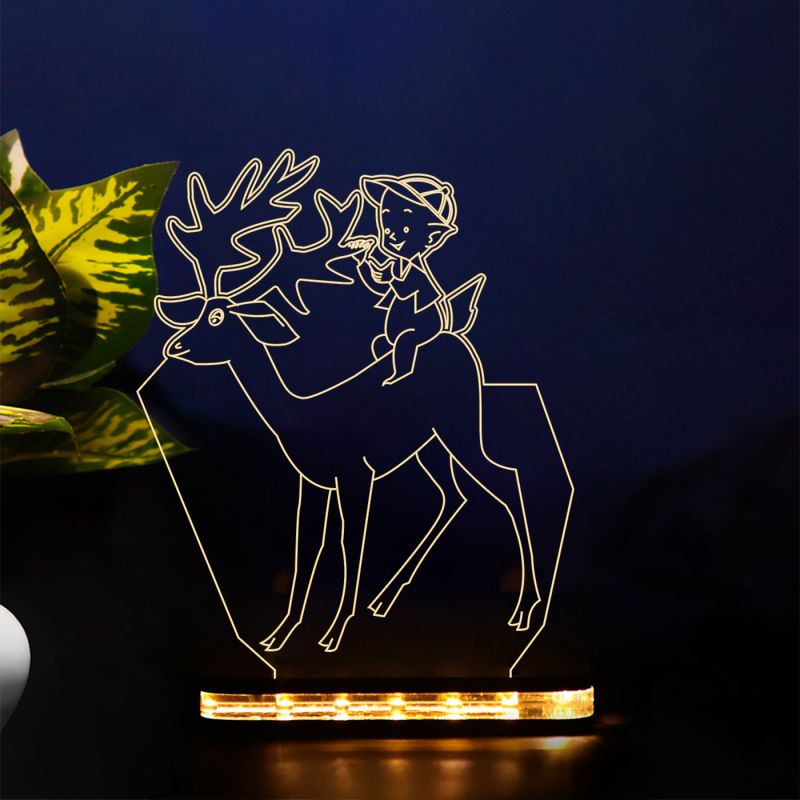 Santa And Reindeer Art Night Lamp