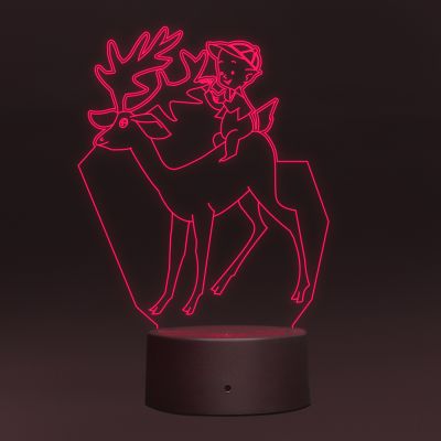 Santa And Reindeer Art Night Lamp