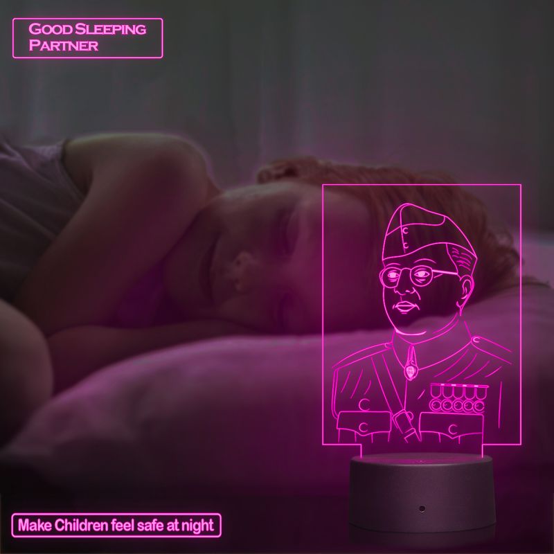 Netaji Subhash Chandra Bose Design Night Lamp