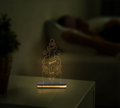 Sword With Heart Design Night Lamp (Customized Names & Date)