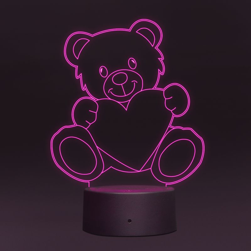 Teddy Bear With Heart Design Night Lamp