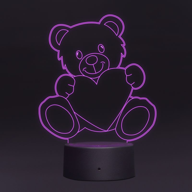 Teddy Bear With Heart Design Night Lamp