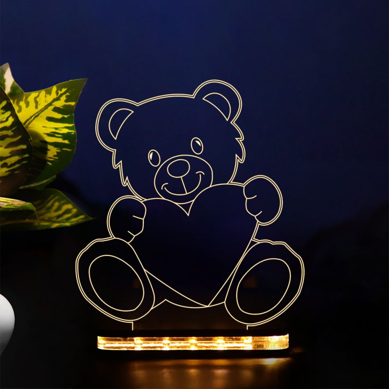 Teddy Bear With Heart Design Night Lamp