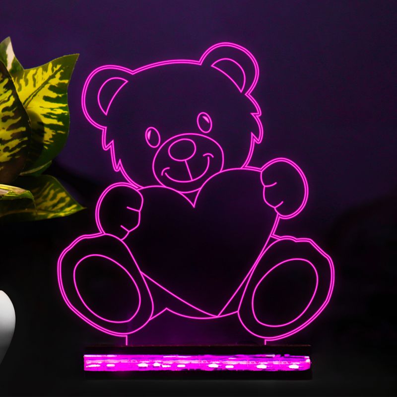 Teddy Bear With Heart Design Night Lamp