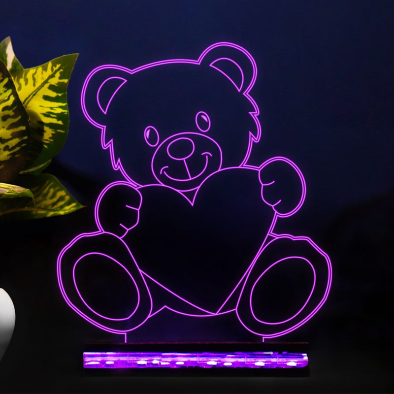 Teddy Bear With Heart Design Night Lamp