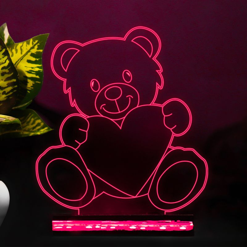 Teddy Bear With Heart Design Night Lamp