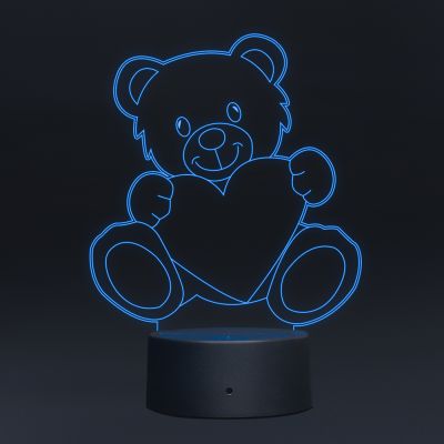 Teddy Bear With Heart Design Night Lamp