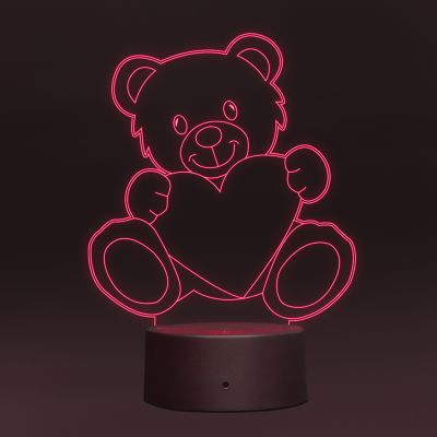 Teddy Bear With Heart Design Night Lamp