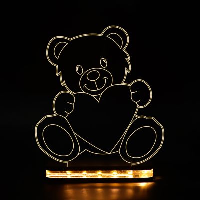 Teddy Bear With Heart Design Night Lamp