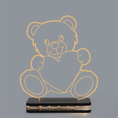 Teddy Bear With Heart Design Night Lamp