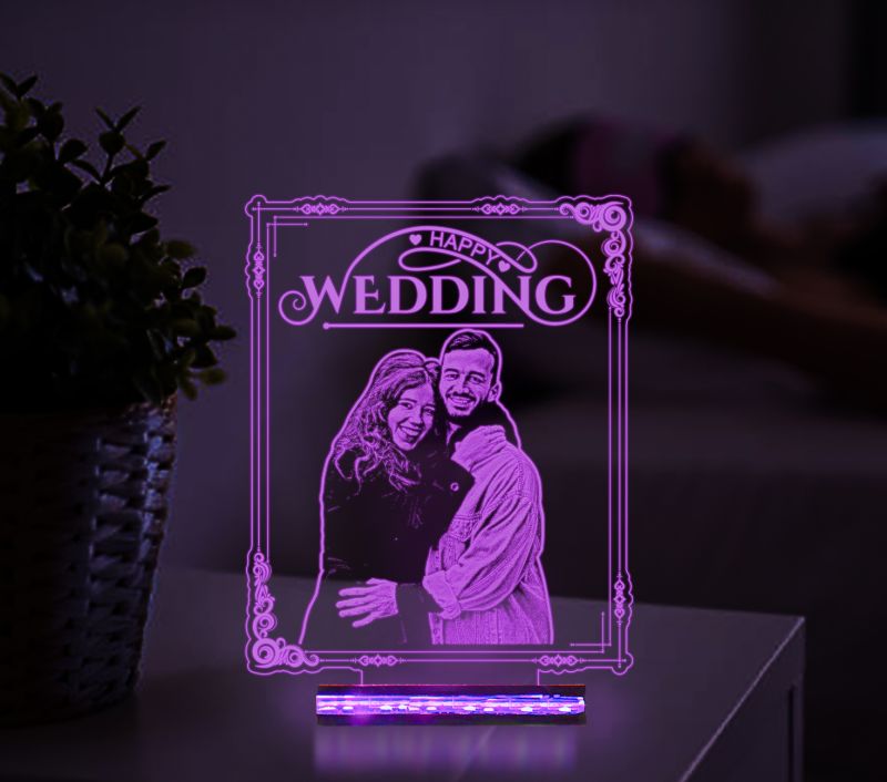 Happy Wedding Night Lamp With Customized Photo