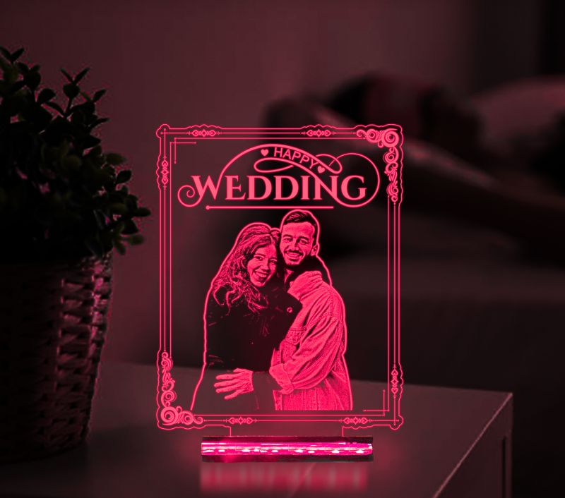 Happy Wedding Night Lamp With Customized Photo