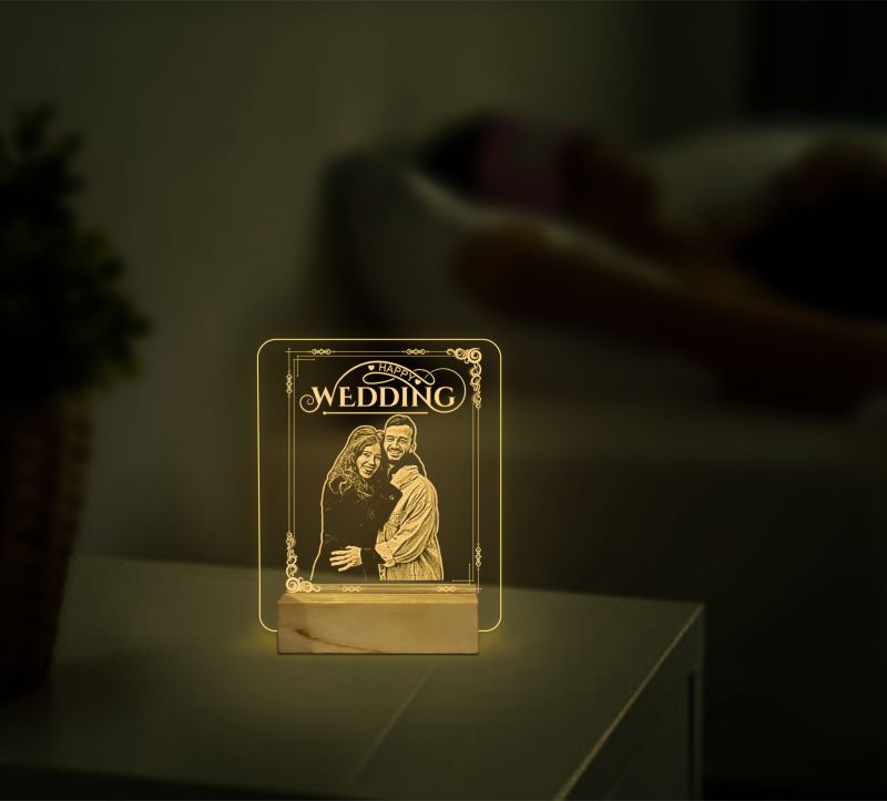 Happy Wedding Night Lamp With Customized Photo