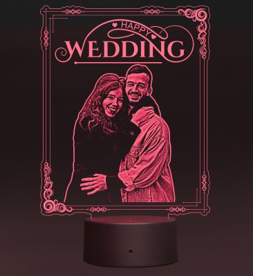 Happy Wedding Night Lamp With Customized Photo