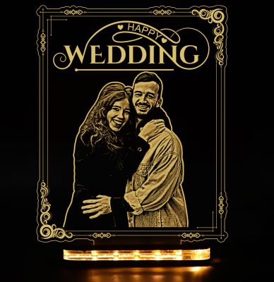 Happy Wedding Night Lamp With Customized Photo