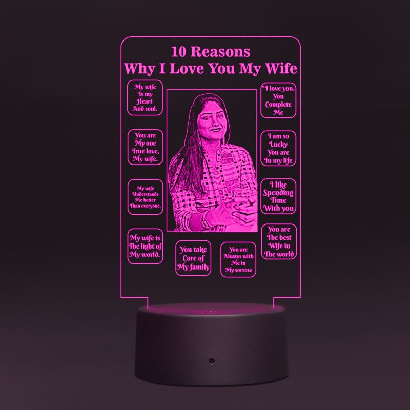 10 Reasons Why I Love My Wife Night Lamp (Customized Photo)