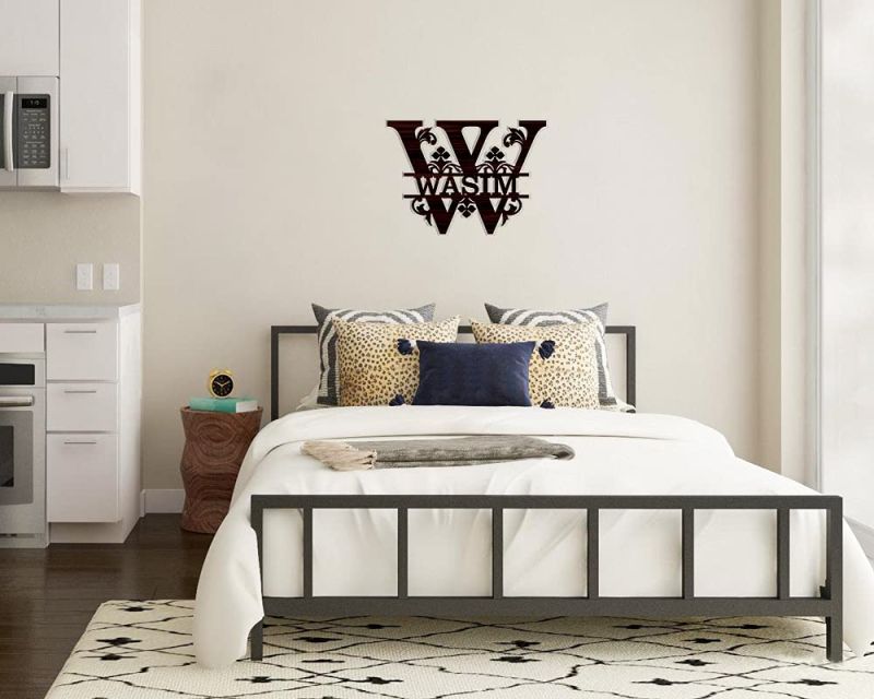 (W) Alphabet Monogram Customized Wooden Name Plate For Home Decor