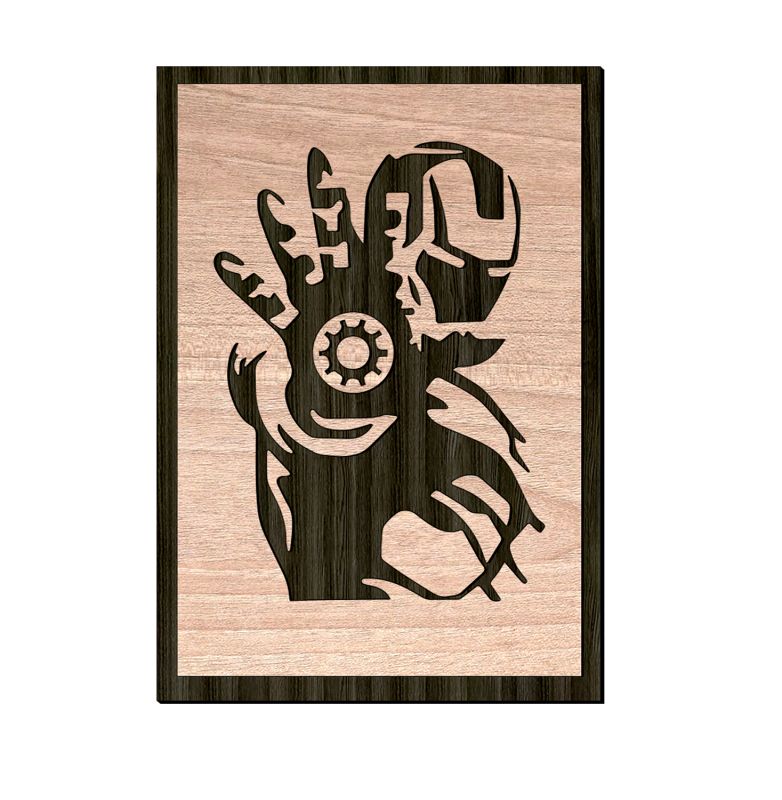 Wooden Iron-Man Wall Art Frame For The Decorations