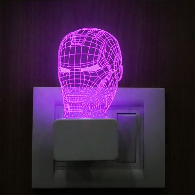 3D Iron Man Head Design Night Lamp