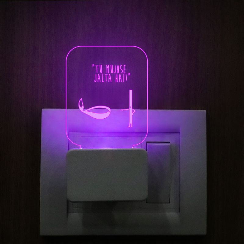 Tu Mujse Jalta H Text Design Plug In Night Lamp