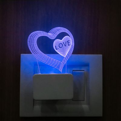 3D Heart Design Plug In Night Lamp