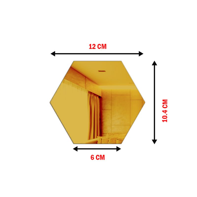 Hexagon Shape Mirror Golden Sticker For The Decorations (10 Pcs)