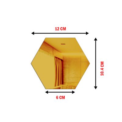 Hexagon Shape Mirror Golden Sticker For The Decorations (10 Pcs)