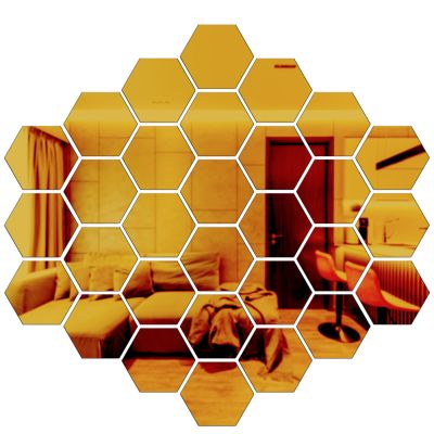 Hexagon Shape Mirror Golden Sticker For The Decorations (10 Pcs)