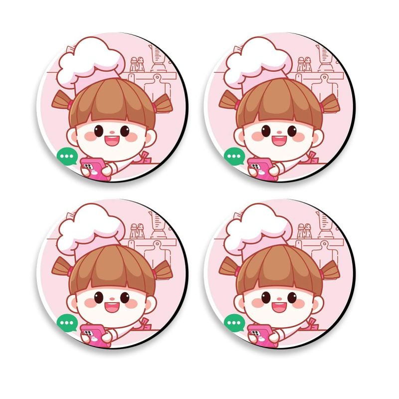 Cooking Girl Design Printed Coaster For Home, Offices ETC