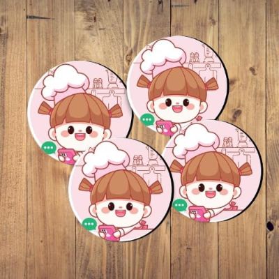 Cooking Girl Design Printed Coaster For Home, Offices ETC