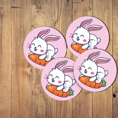 Rabbit Design Printed Coaster For Home, Offices ETC