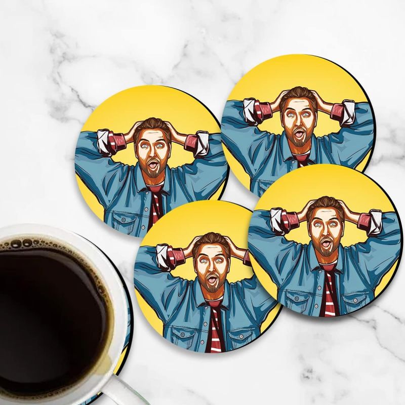 Printed Man Design Coaster Printed Coaster For Home, Offices ETC