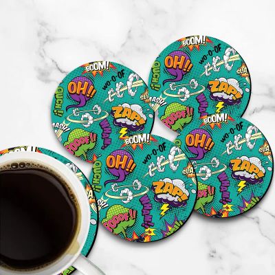 Comic Pattern Design Printed Coaster For Home, Offices ETC