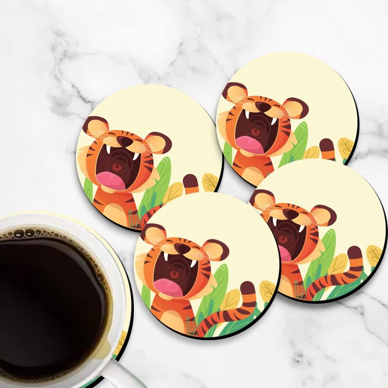 Tiger Design Printed Coaster For Home, Offices ETC