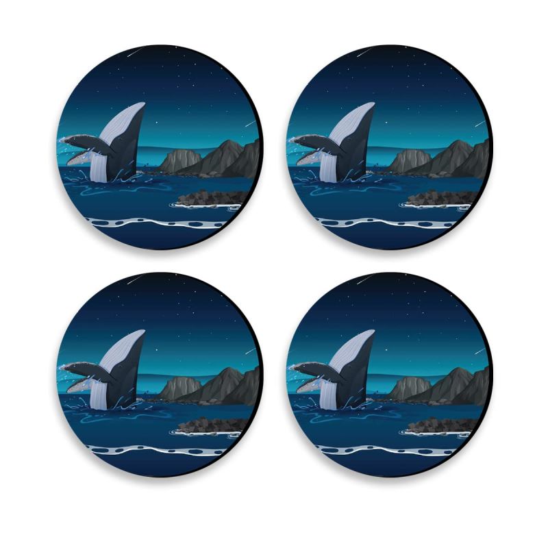Whale Design Printed Coaster For Home, Offices ETC
