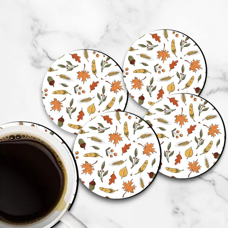 Autumn Season Pattern Design Printed Coaster For Home, Offices ETC