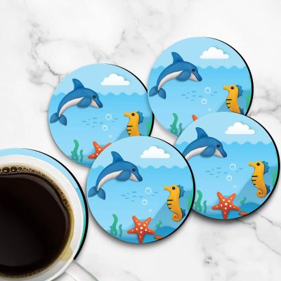 Dolphin Design Printed Coaster For Home, Offices ETC