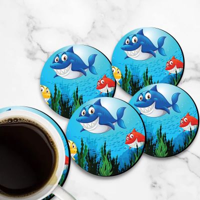 Comic Shark Design Printed Coaster For Home, Offices ETC