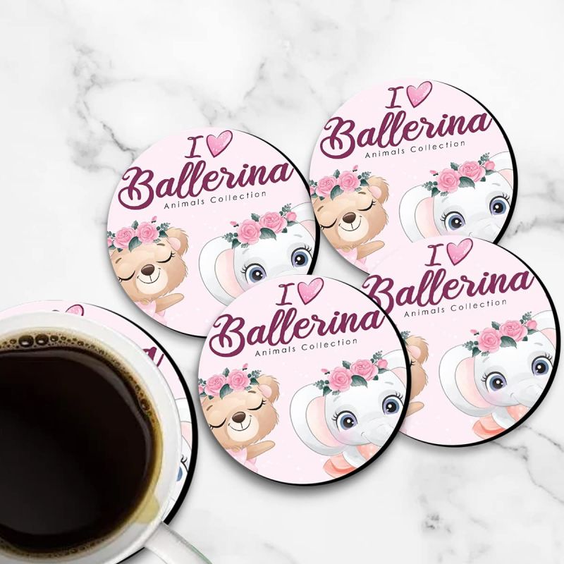 Ballerina Text Design Printed Coaster For Home, Offices ETC