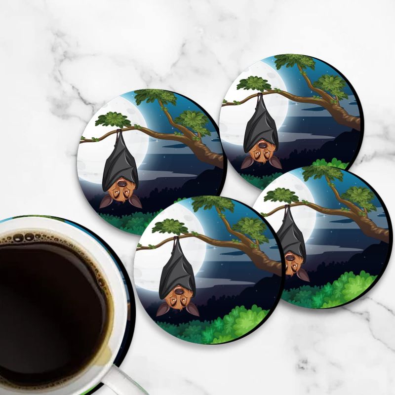 Bat Design Printed Coaster For Home, Offices ETC