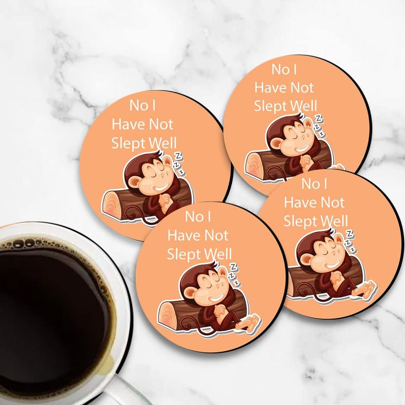 Monkey With Text Design Printed Coaster For Home, Offices ETC