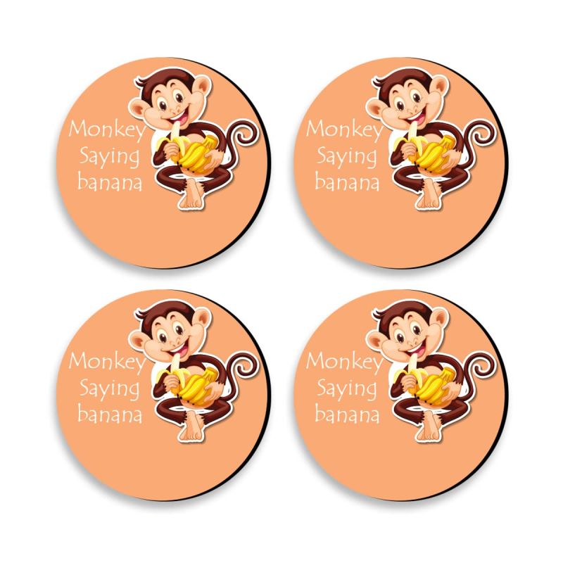 Monkey With Text Design Printed Coaster For Home, Offices ETC